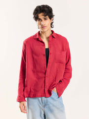 Cherry Red Gauze Holiday Shirt